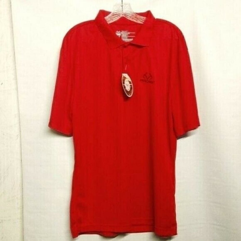 Team Realtree Large Men’s Polo Shirt Red NEW